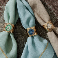 Gold Trim Dinner Napkins - Duck Egg Blue (Set of 2)