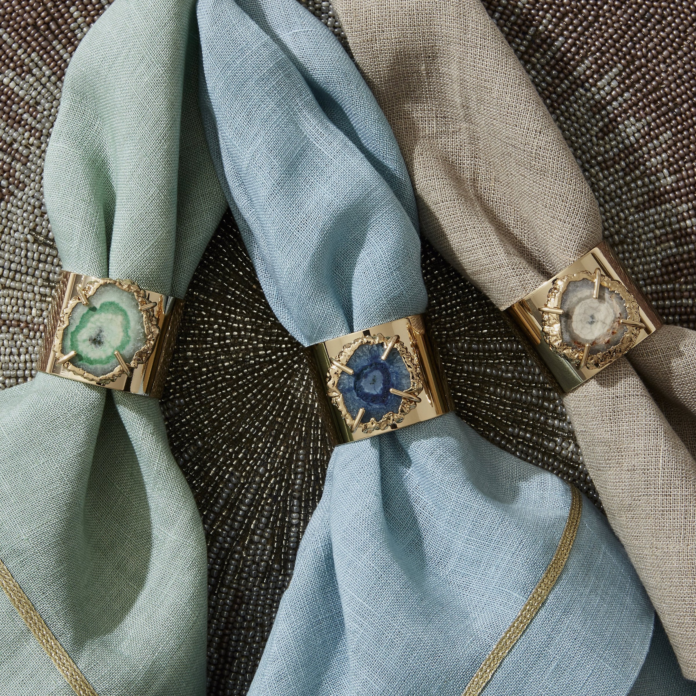 Crystal Quartz Napkin Rings - Grey (Set of 2)