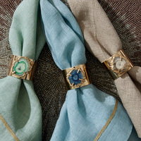 Gold Trim Dinner Napkins - Seafoam (Set of 2)
