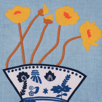Hand Embroidered Still Life Pillow Cover 20" x 20"