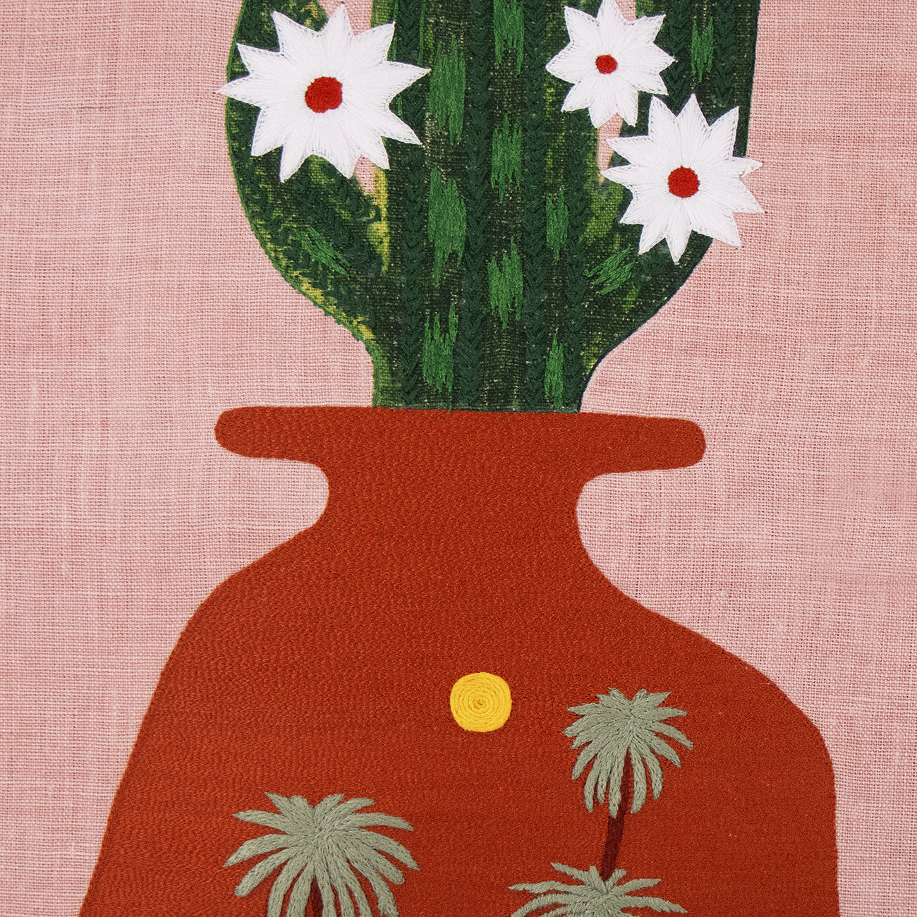Hand Embroidered Still Life Pillow Cover 20" x 20"
