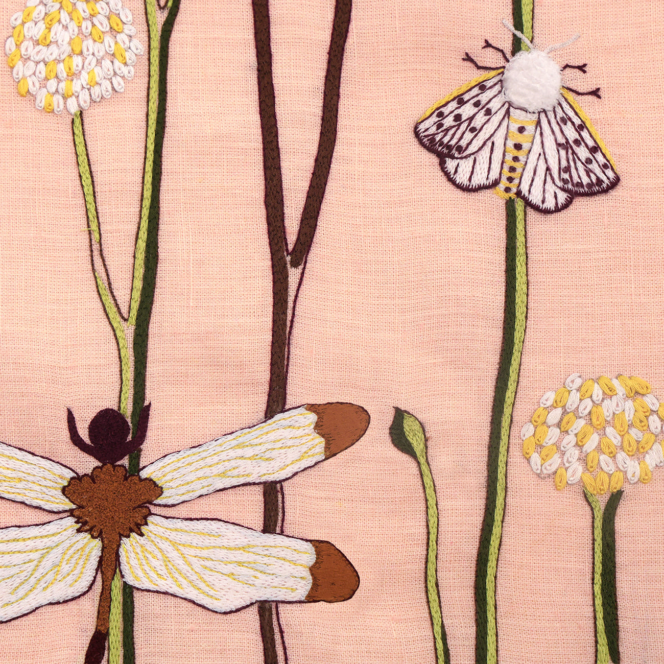 Hand Embroidered Flora and Flutter Placemats 16" round (Set of 4)