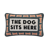 Dog Sits Here Needlepoint Pillow