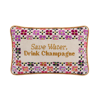 Drink Champagne Needlepoint Pillow