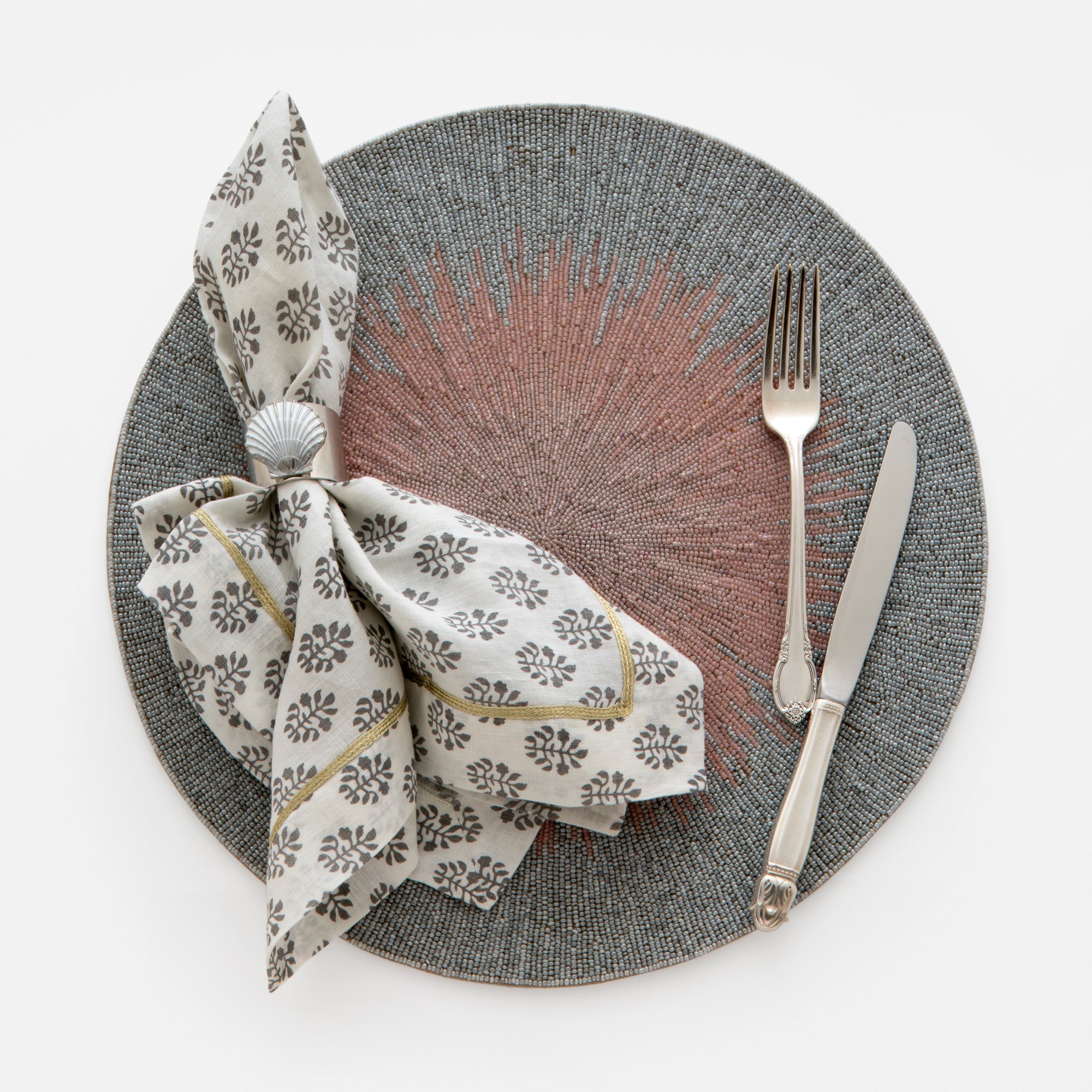 Painted Shell Napkin Rings - White (Set of 2)