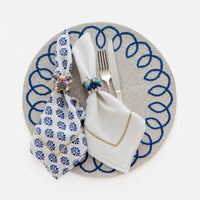 Gold Trim Linen Dinner Napkins - White (Set of 2)