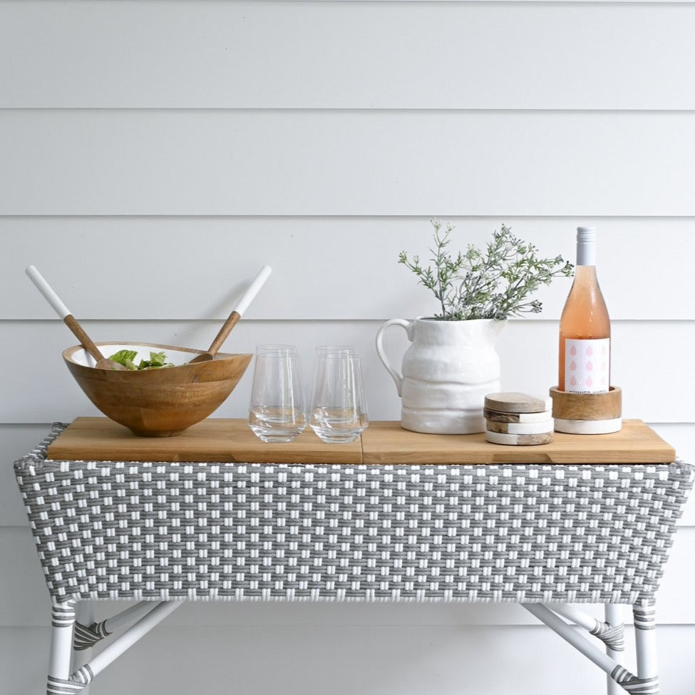 Wood + White Marble Wine Coaster