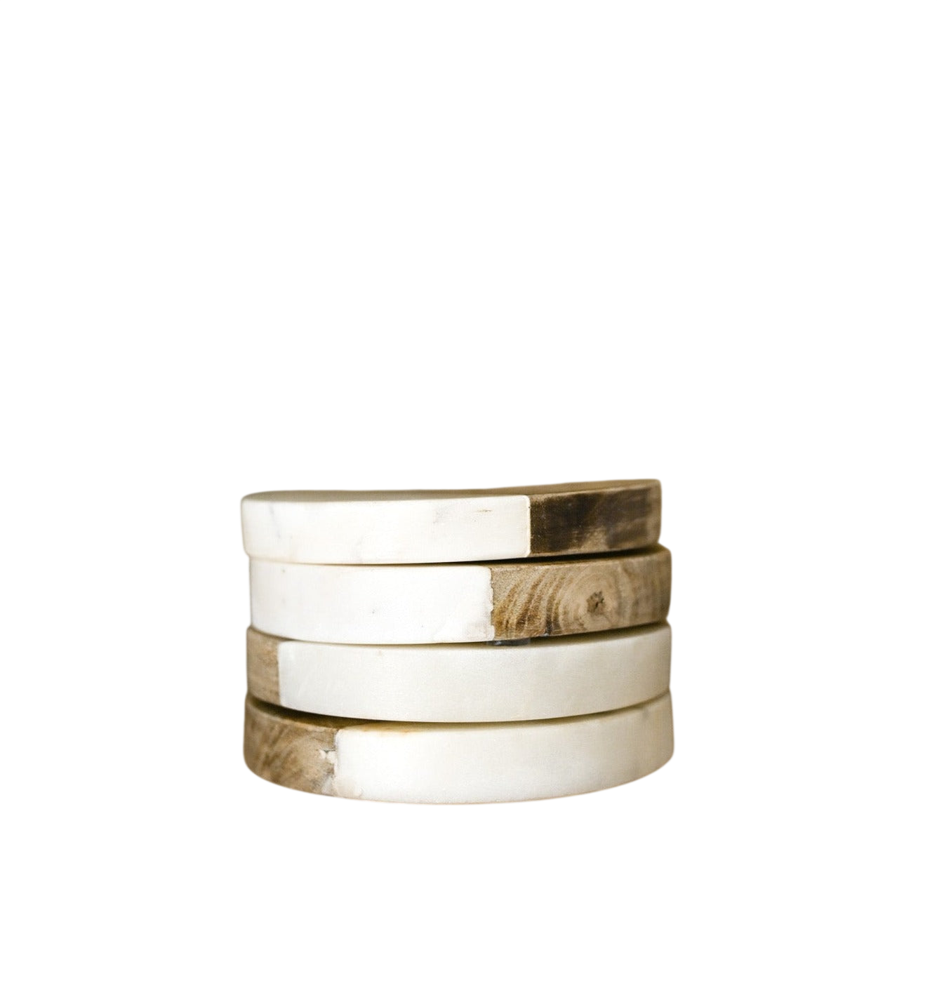 Buckley Wood + White Marble Coasters