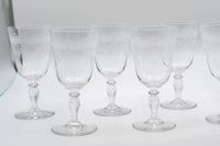 Vintage Etched White Wine Glasses Made in Germany Set of 6