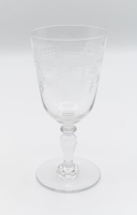 Vintage Etched White Wine Glasses Made in Germany Set of 6