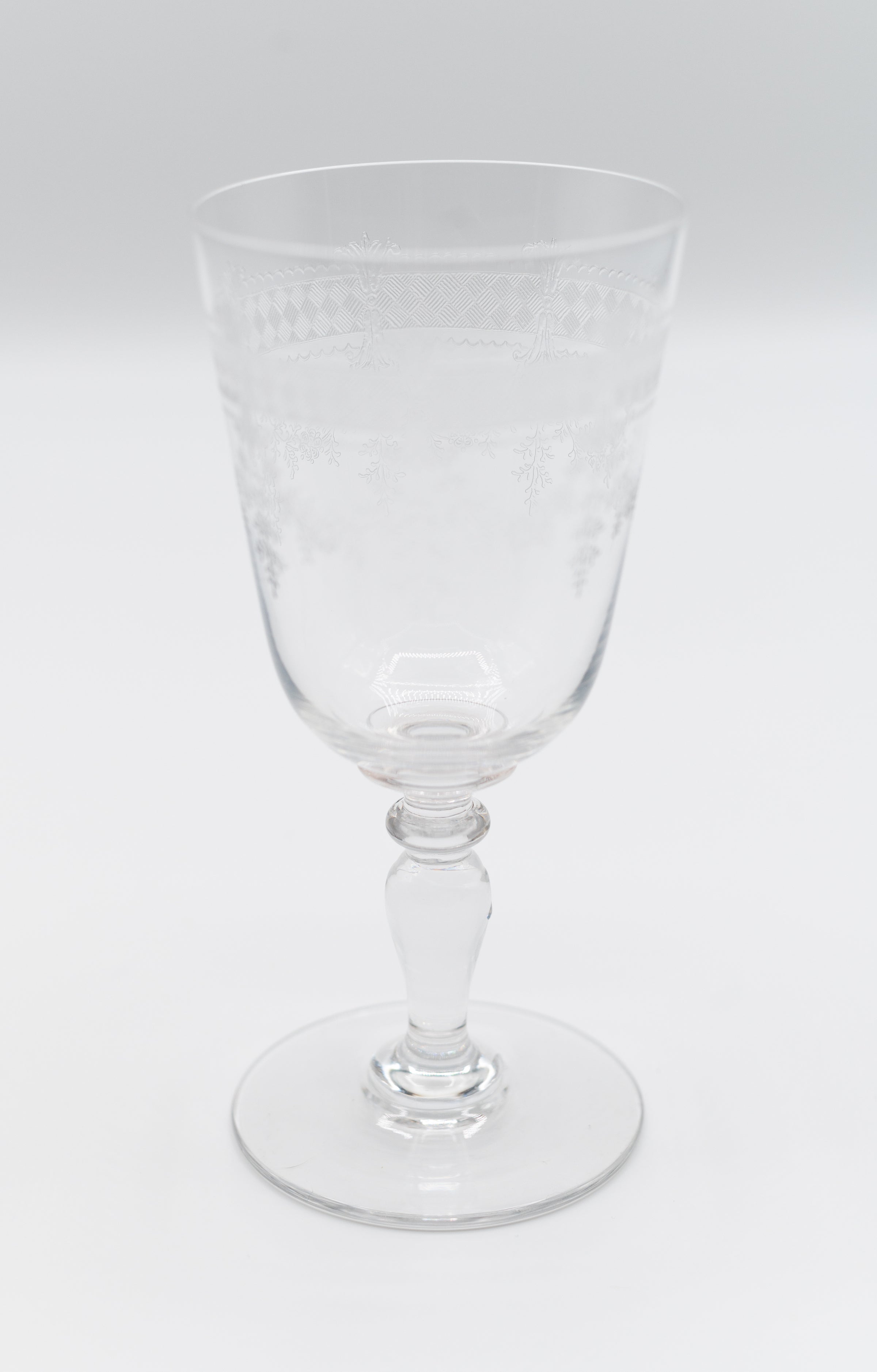 Vintage Etched White Wine Glasses Made in Germany Set of 6