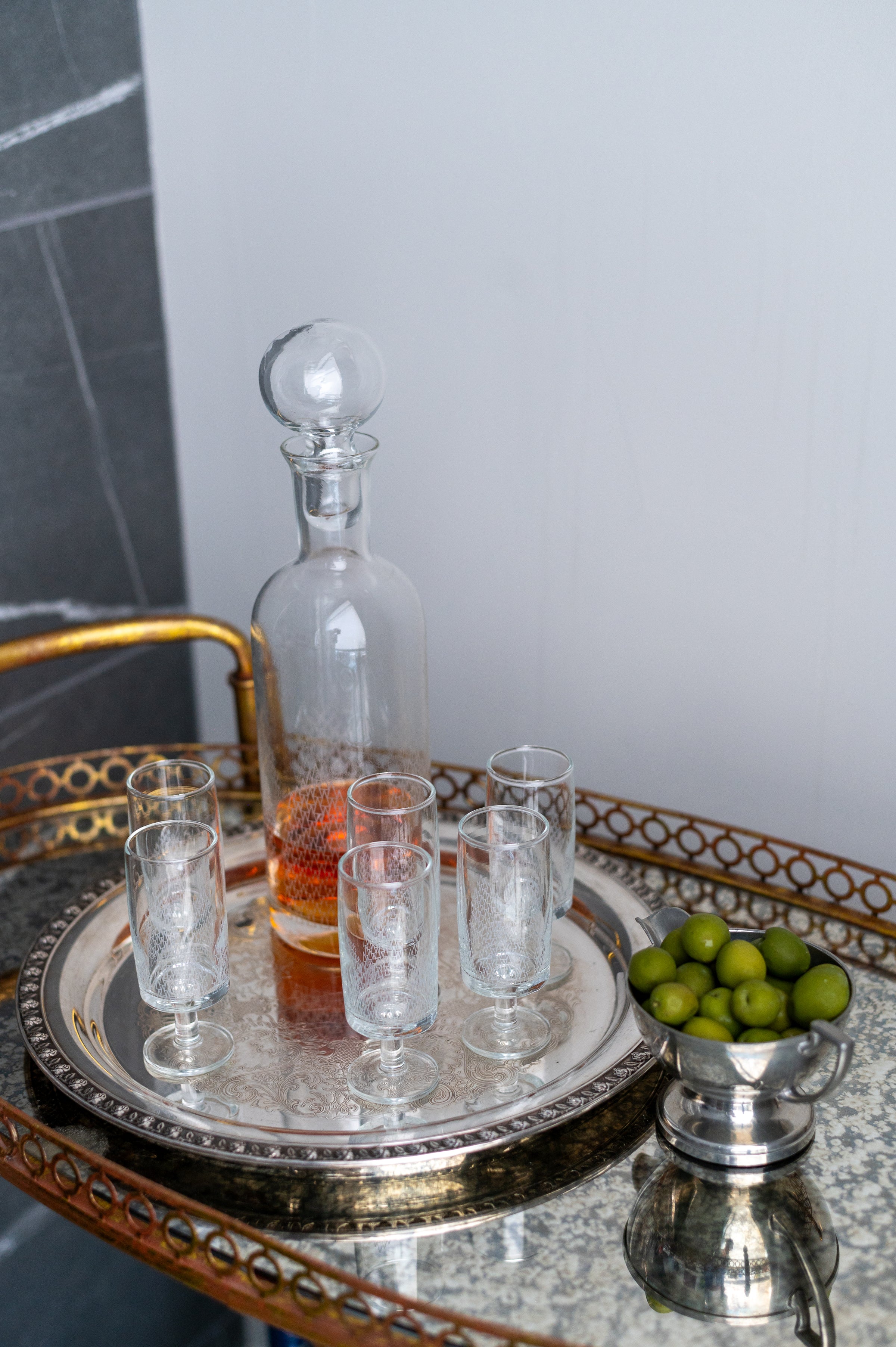 Vintage Decanter Set with Glasses
