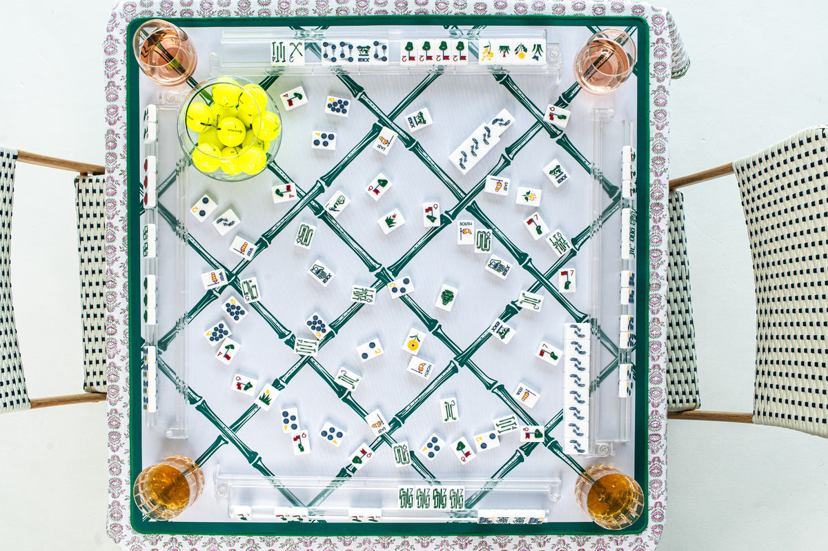 Mahjong Game Mat: Trellis in Tennis White