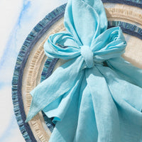Bow Linen Napkin - Aqua (Set of 2)