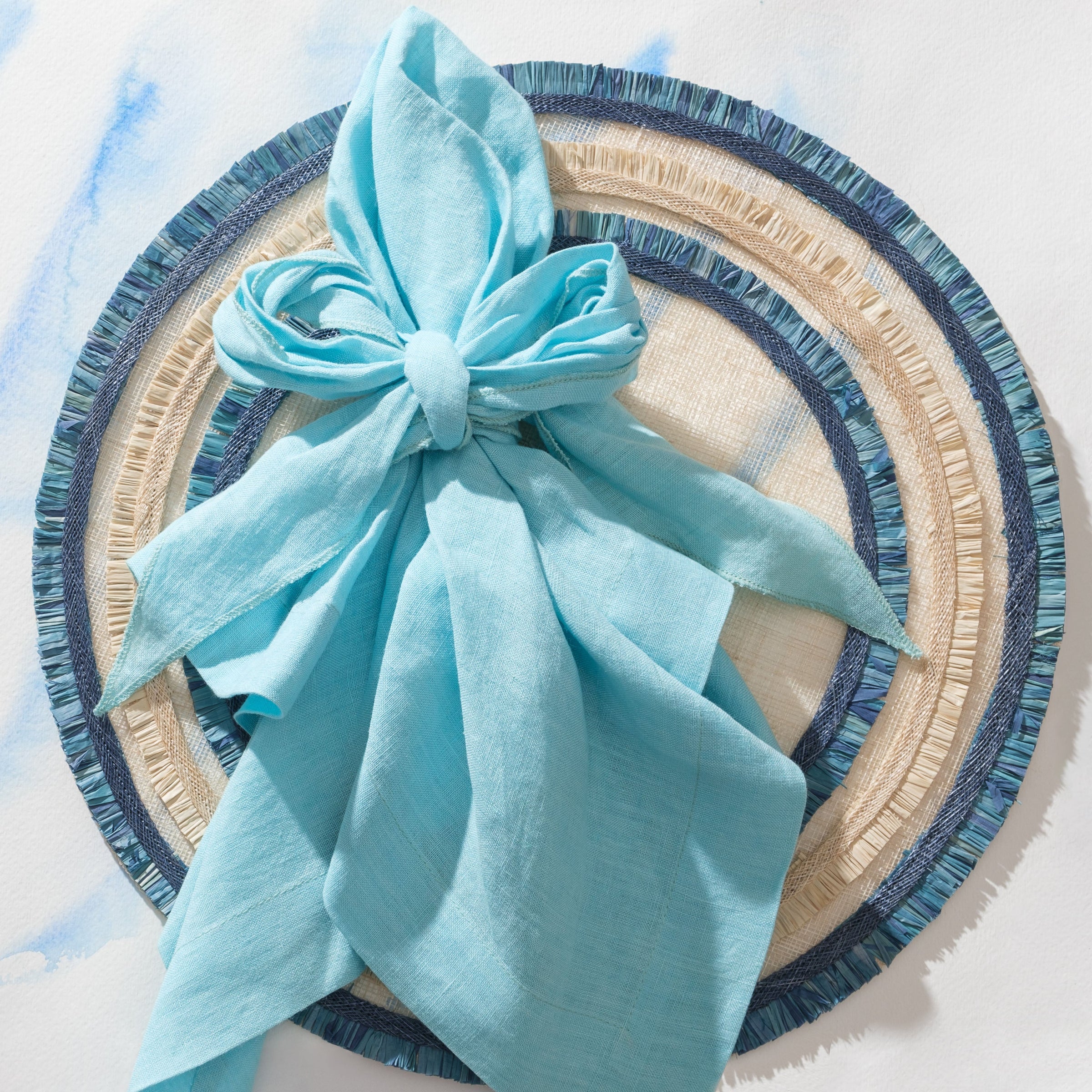 Bow Linen Napkin - Aqua (Set of 2)