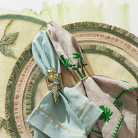 Ruffle Edge Straw Placemats - Green (Set of 4)
