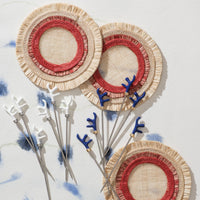 Ruffle Edge Straw Coasters - Red (Set of 4)
