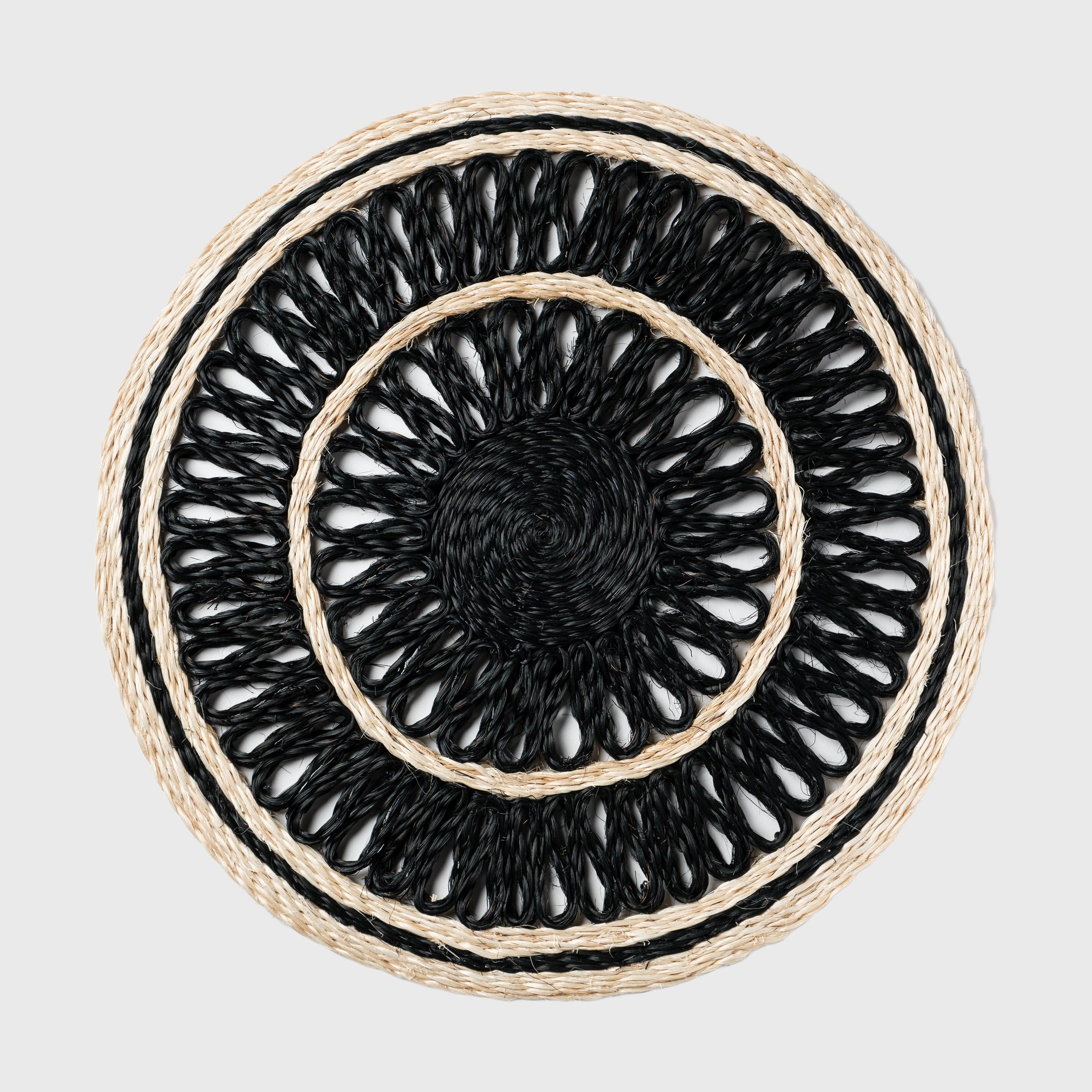 Loopy Straw Placemats - Black (Set of 4)
