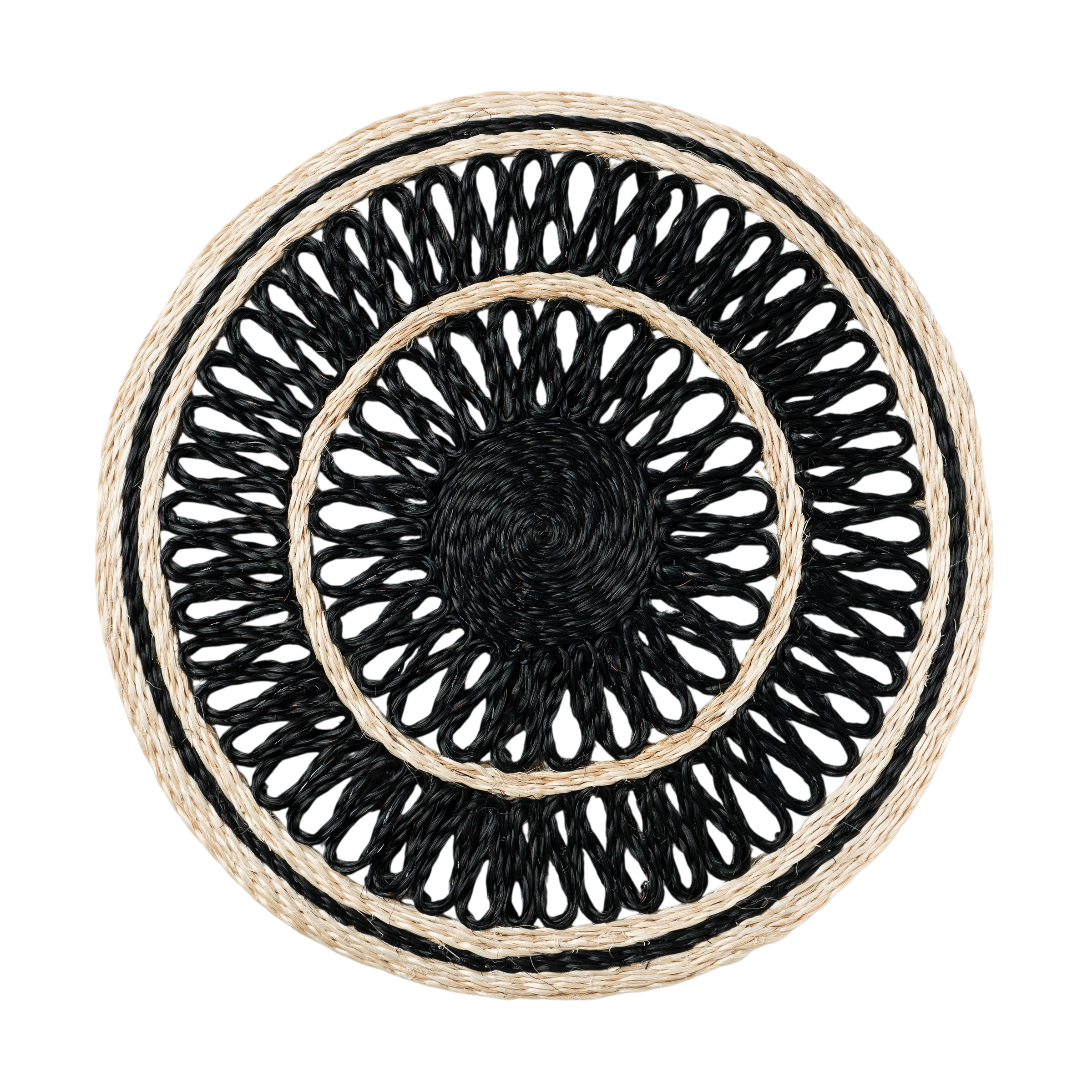 Loopy Straw Placemats - Black (Set of 4)