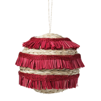 Ruffle Straw Balls - Red (Set of 4)