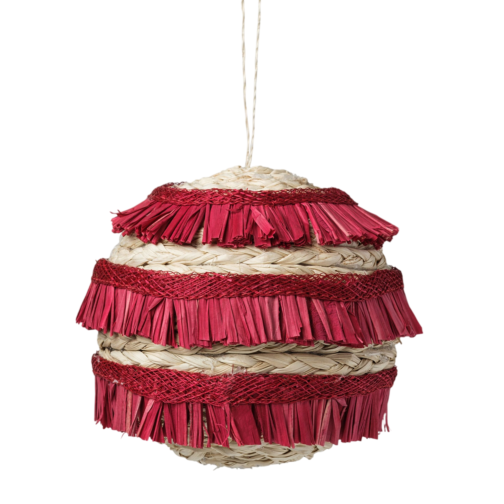 Ruffle Straw Balls - Red (Set of 4)