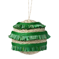 Ruffle Straw Balls - Green (Set of 4)