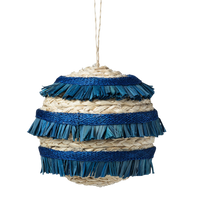 Ruffle Straw Balls - Blue (Set of 4)