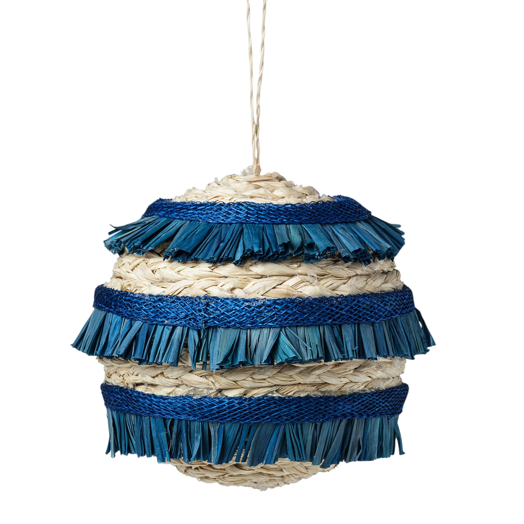 Ruffle Straw Balls - Blue (Set of 4)