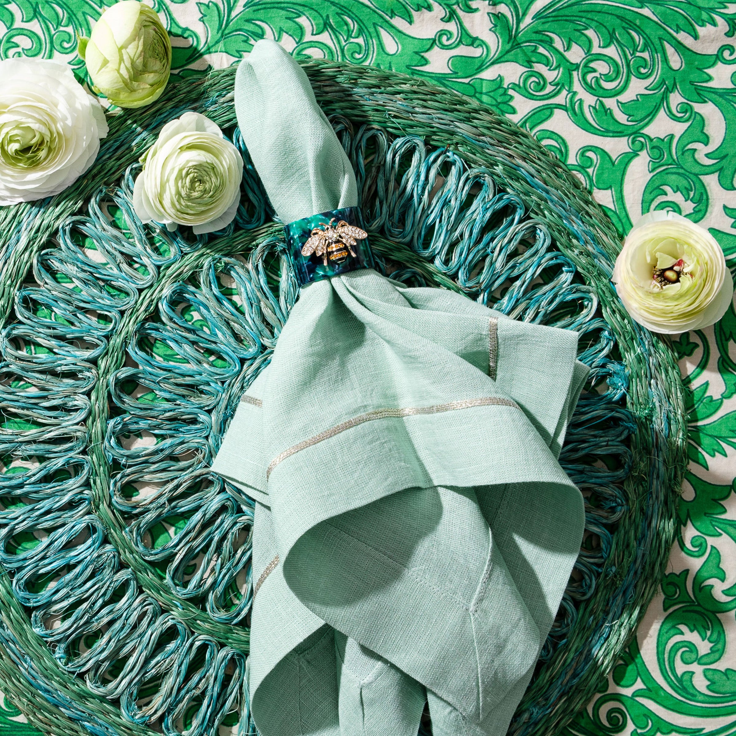 Loopy Straw Placemats - Emerald (Set of 4)