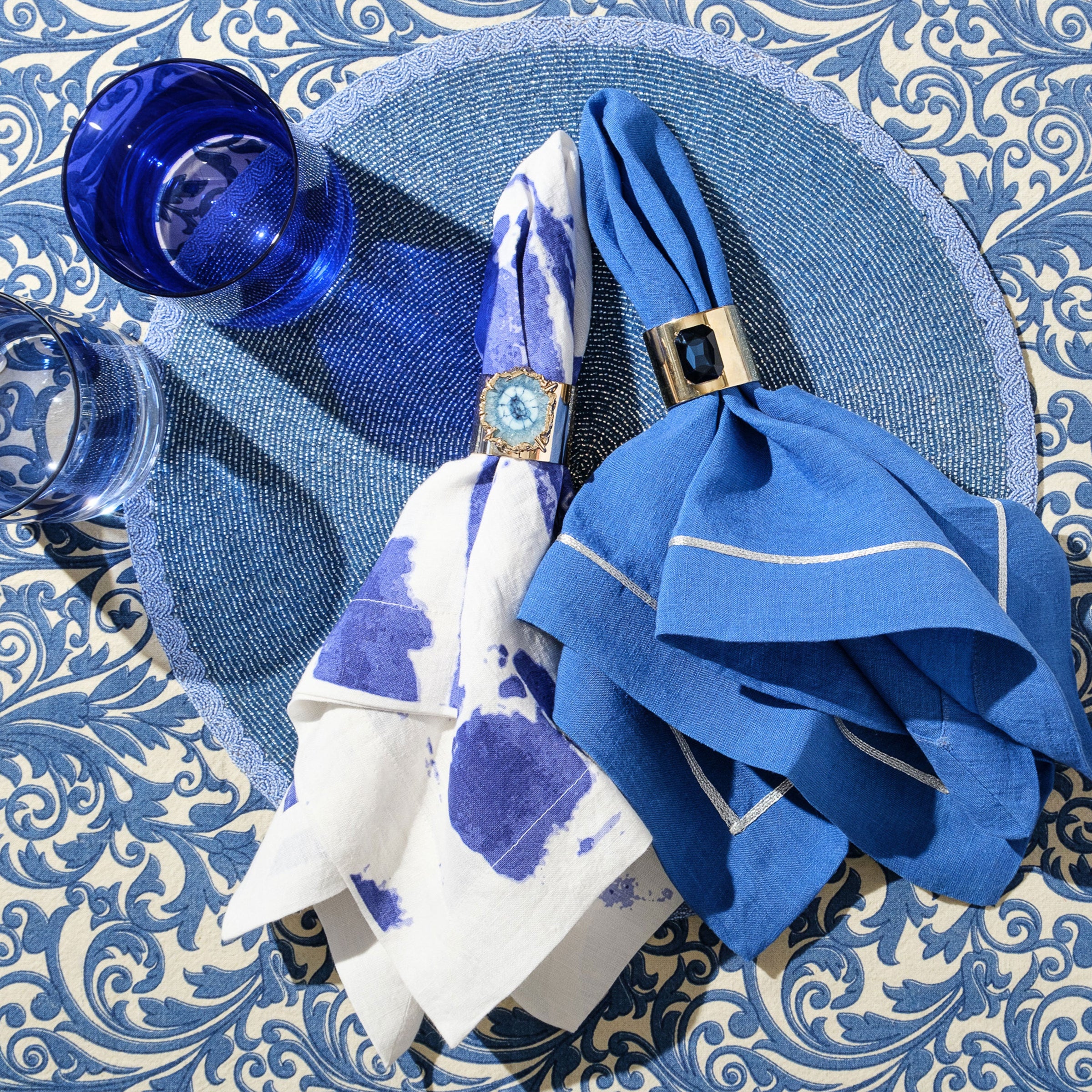 Brushstroke Dinner Napkins - Blue (Set of 2)