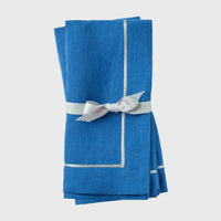 Silver Trim Dinner Napkins - Bright Blue (Set of 2)