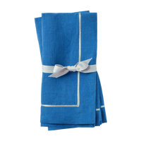 Silver Trim Dinner Napkins - Bright Blue (Set of 2)