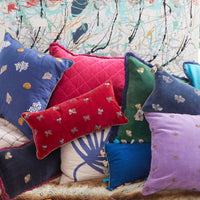 Embroidered Star Pillow - Amethyst Cotton Velvet