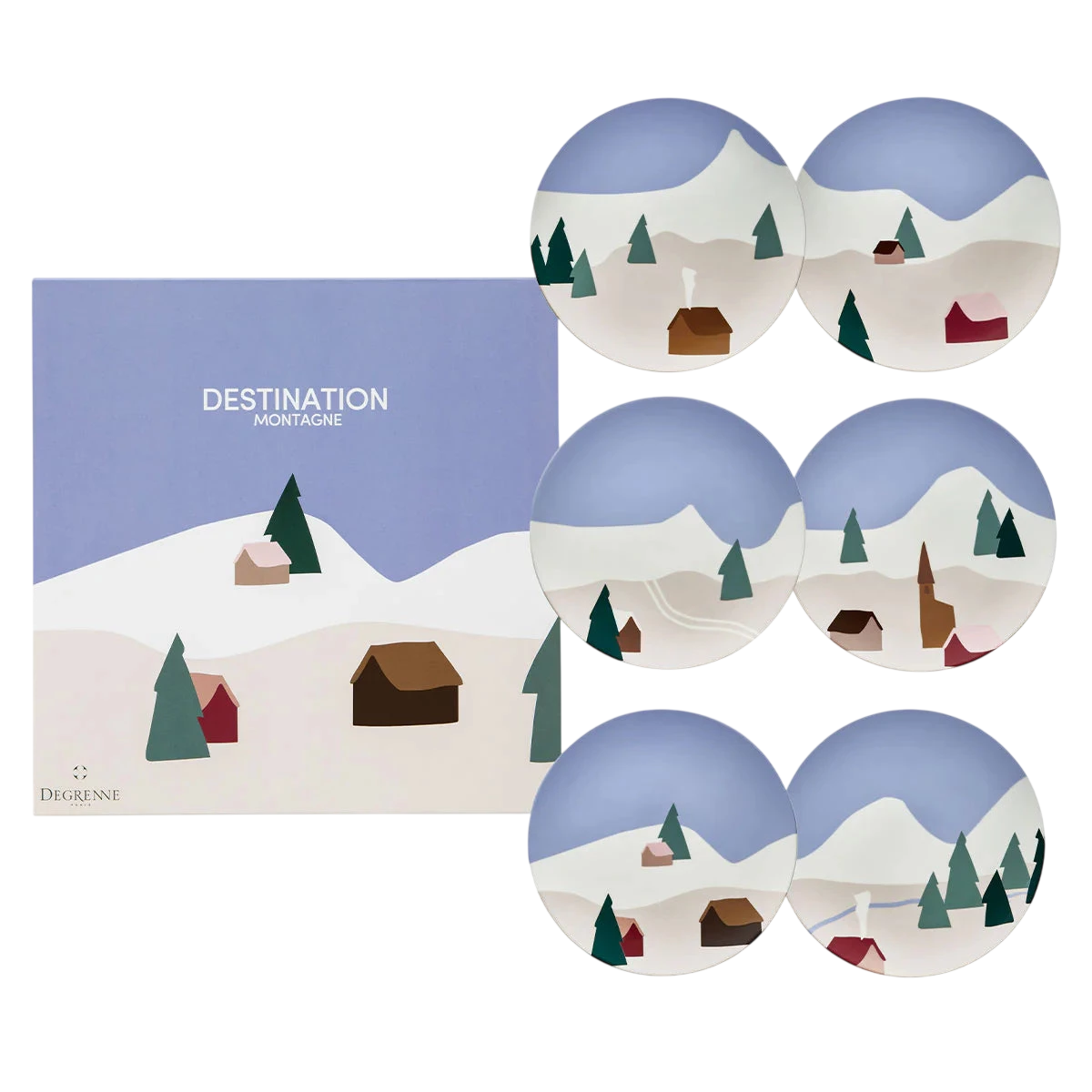 Destination Montagne - Round Plates Gift Box