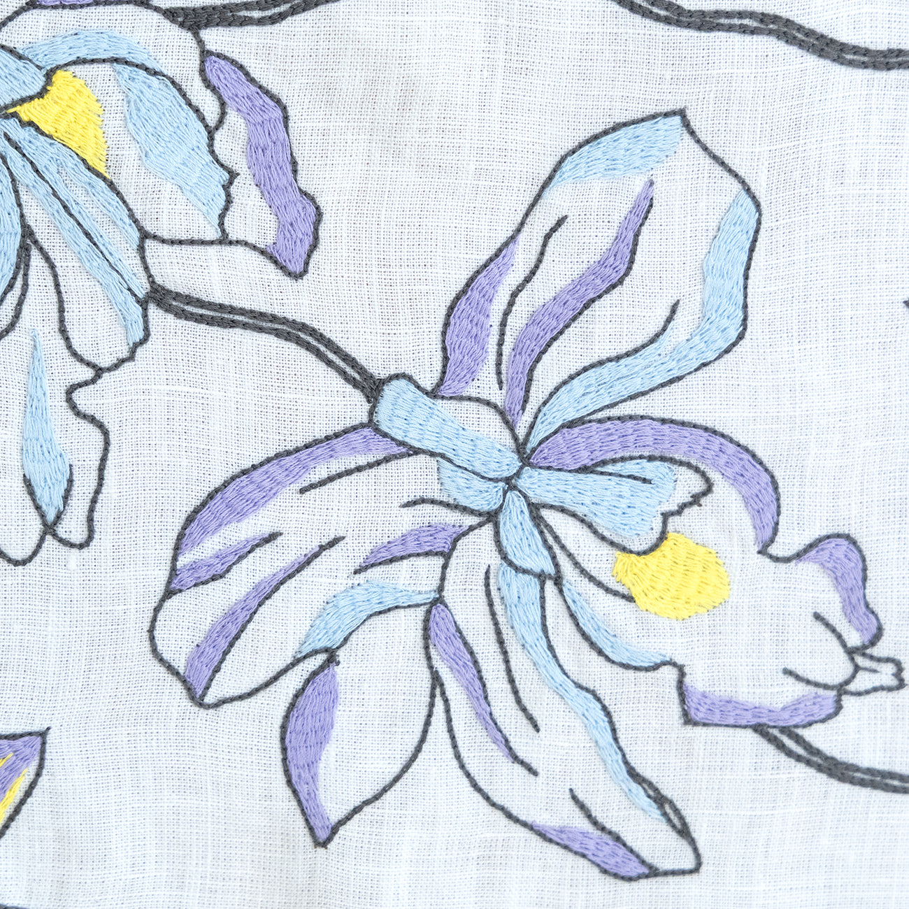 Hand Embroidered Floral Fresco Placemats 16" round (Set of 4)