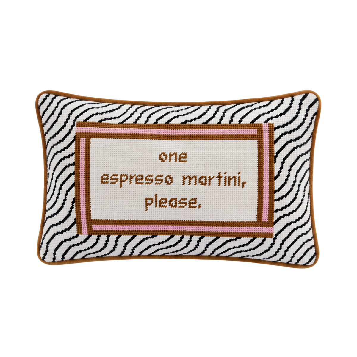 Espresso Martini Needlepoint Pillow
