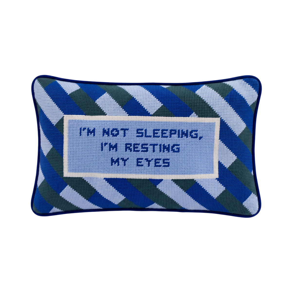 Eyes Resting Needlepoint Pillow