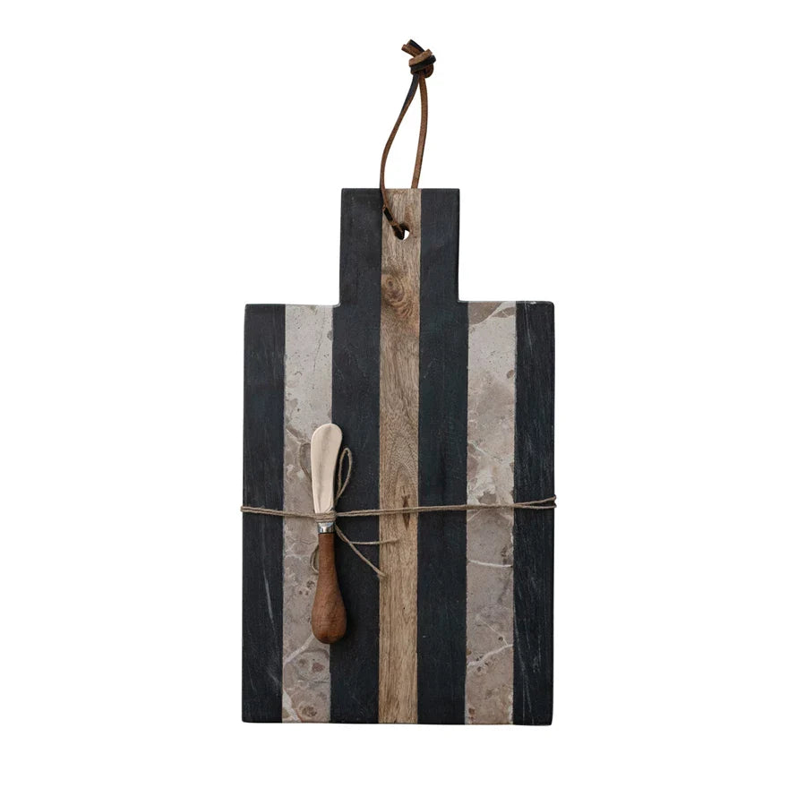 Ellis Black + Marble Striped Board