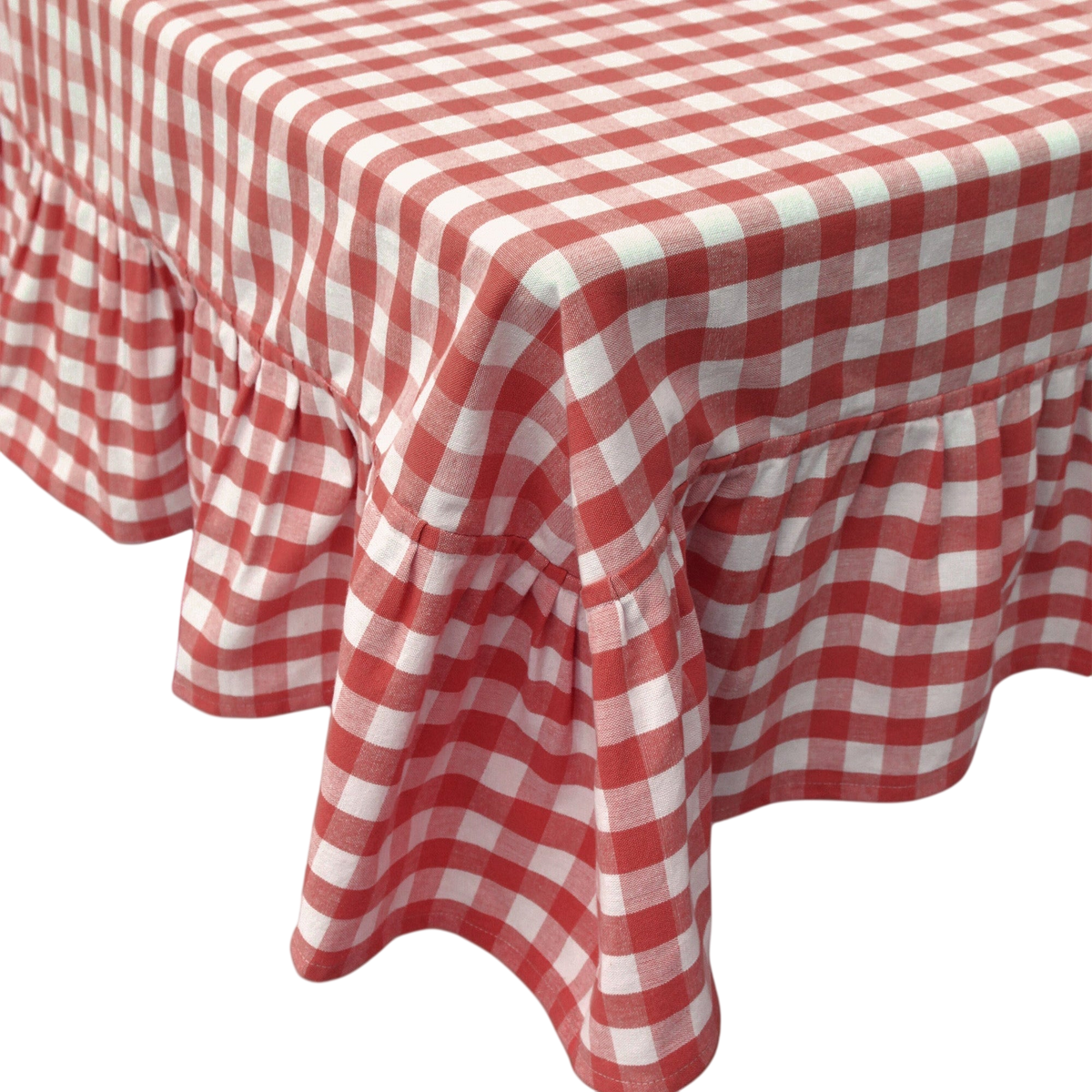 Ember Ruffled Gingham Tablecloth
