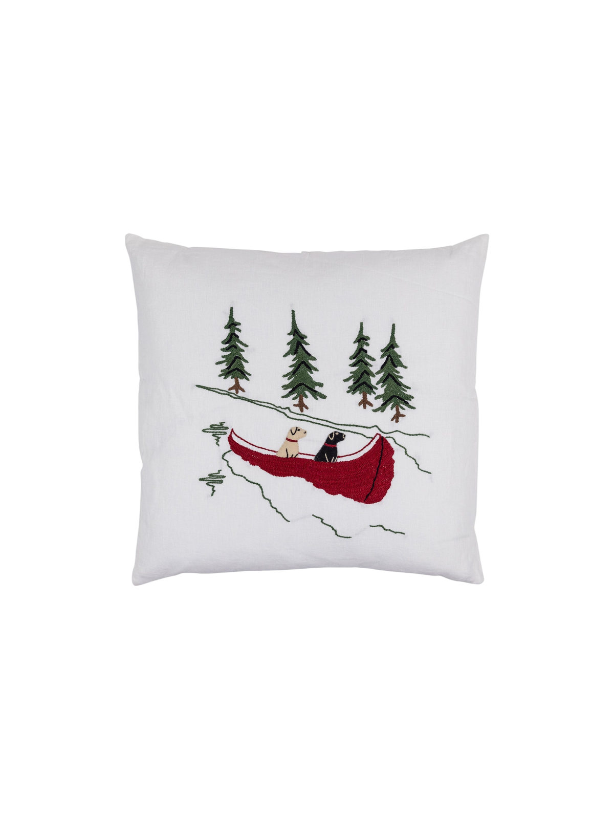 Embroidered Labradors and Canoe Porch Pillow
