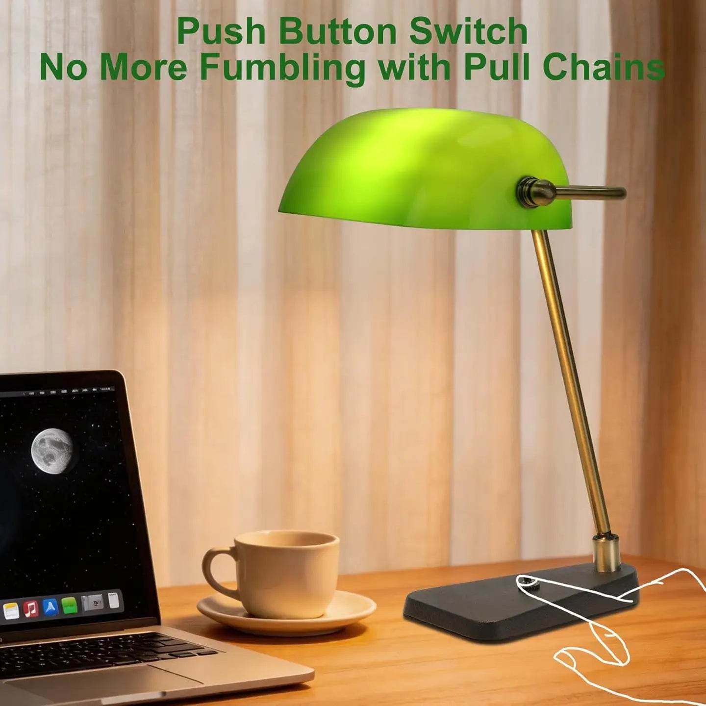 Emerald Green Bankers Desk Lamp Castiron Base Swivel