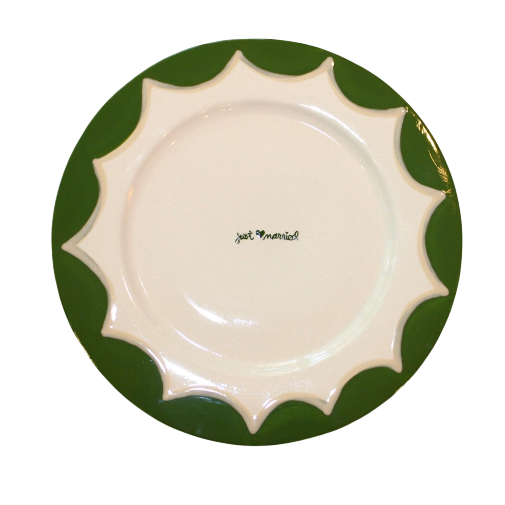 Hand-Painted “Just Married” Scalloped Cake Plate
