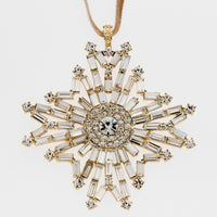 Baguette Snowflake Hanging Ornament - Crystal
