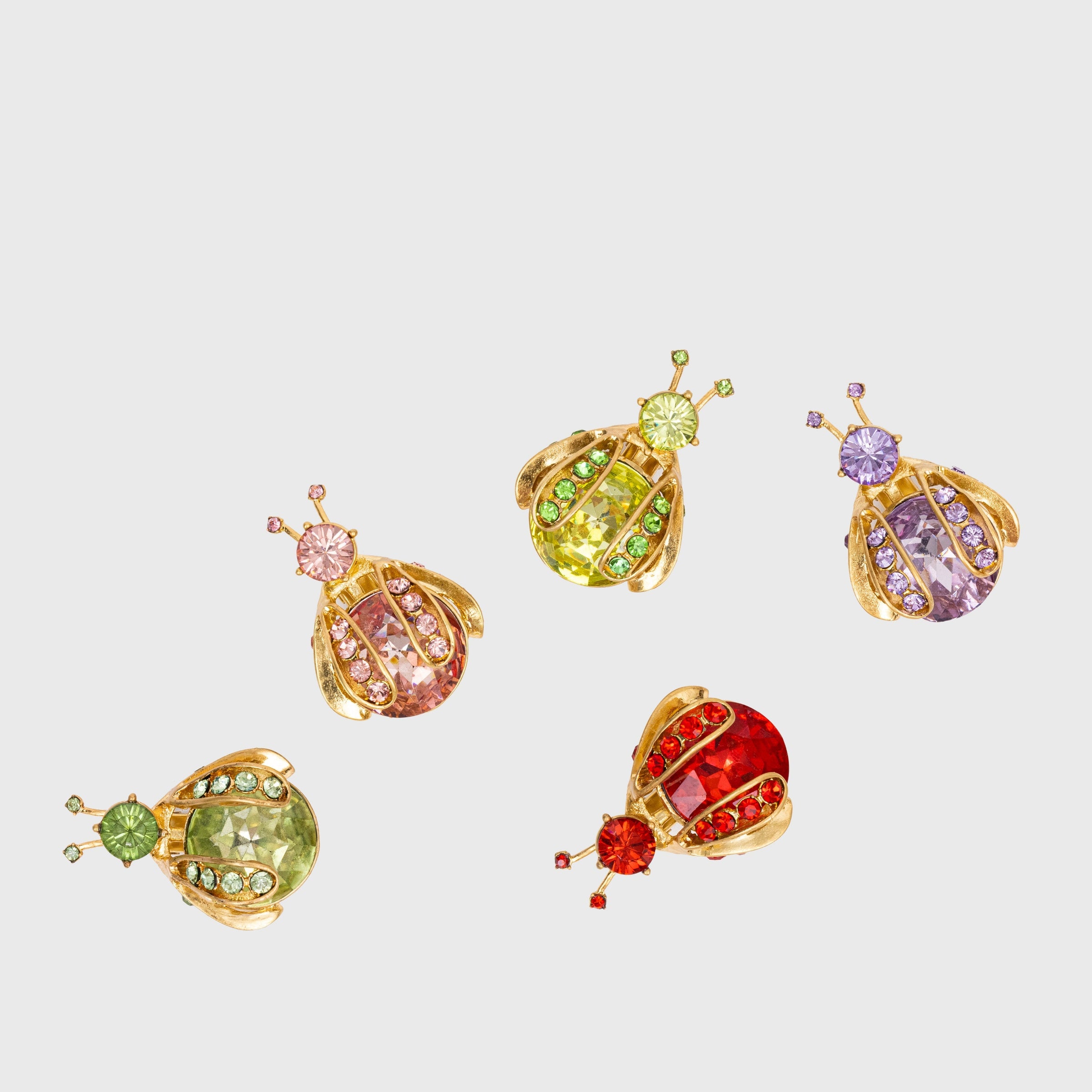 Gem Bug Clip Set - Rainbow