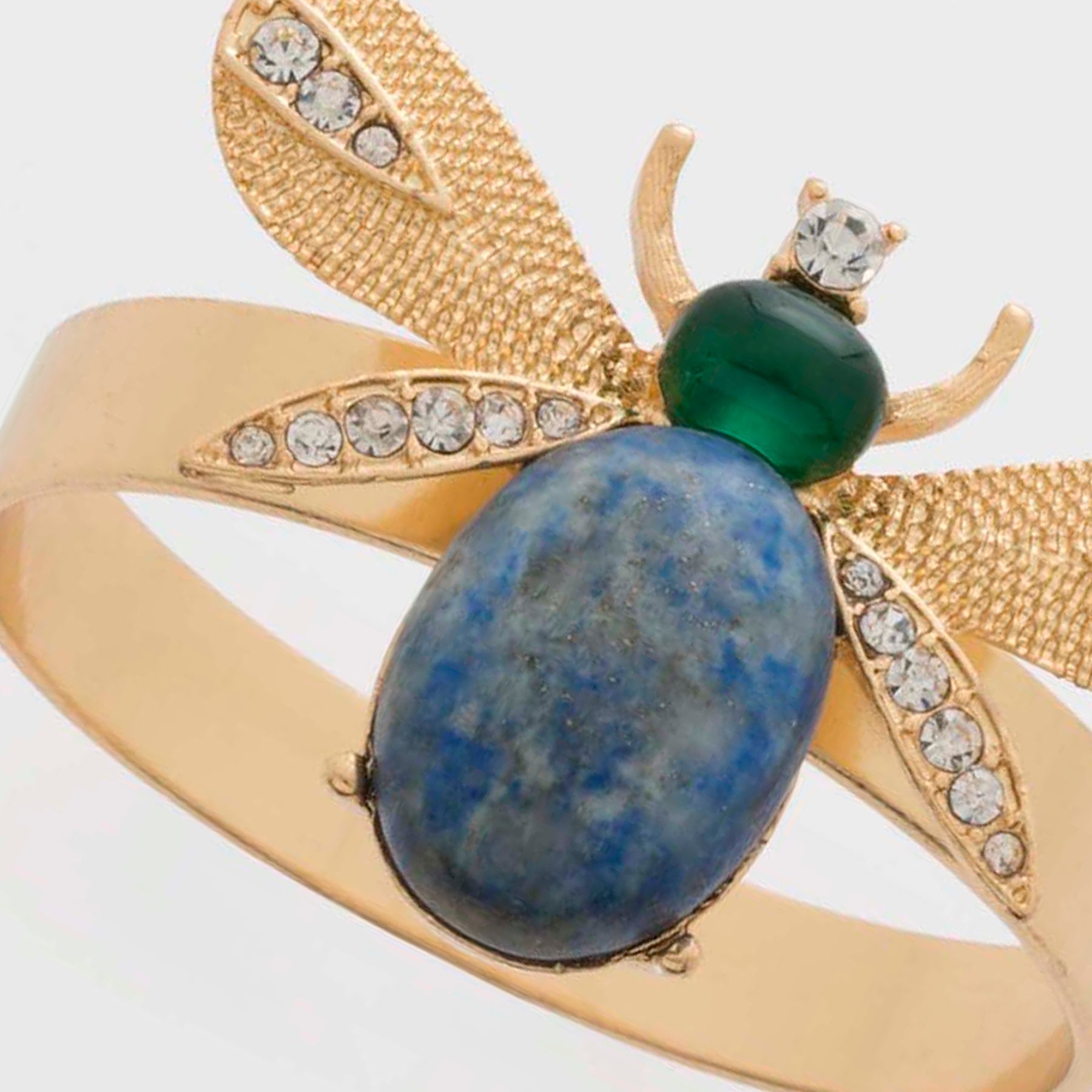 Etched Wing Bug Skinny Napkin Rings - Lapis Lazuli (Set of 4)