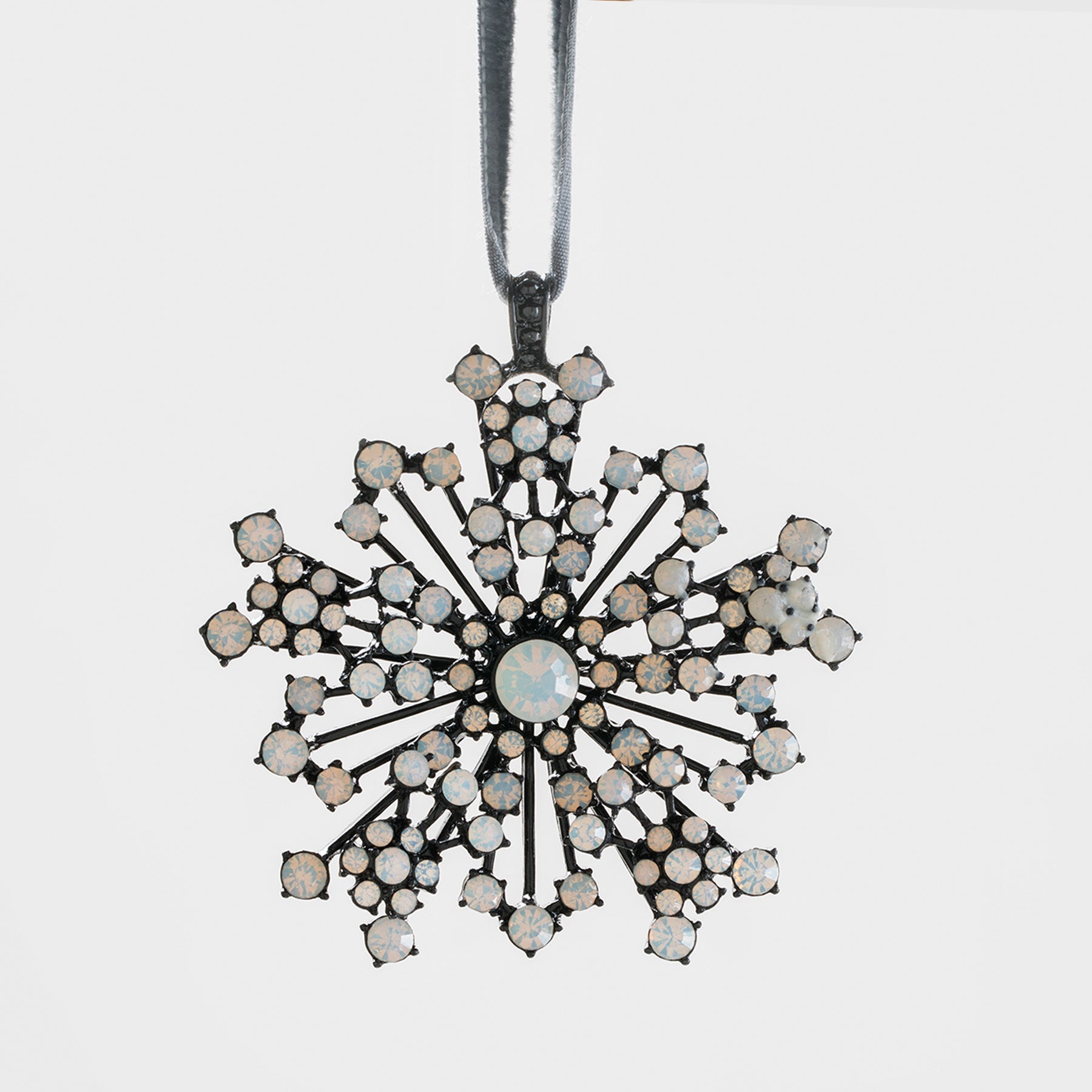 Sparkle Snowflake Ornament - Black with Opal
