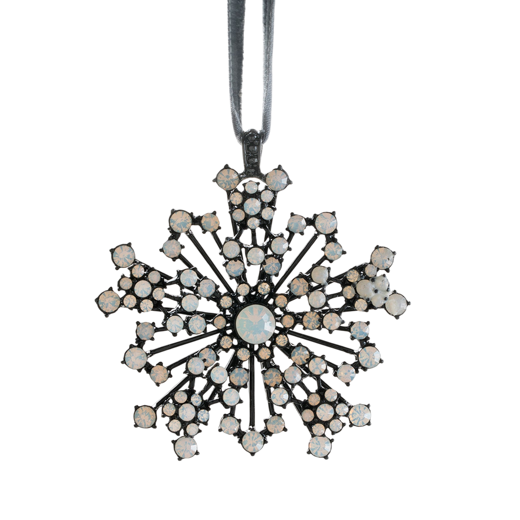 Sparkle Snowflake Ornament - Black with Opal