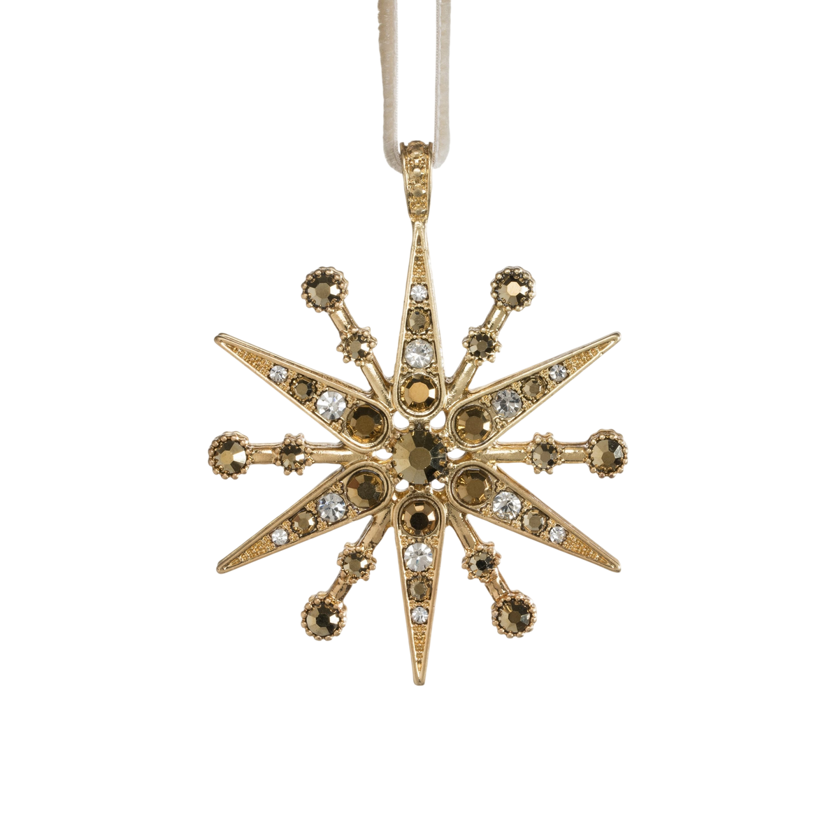 Deco snowflake hanging ornament, gold