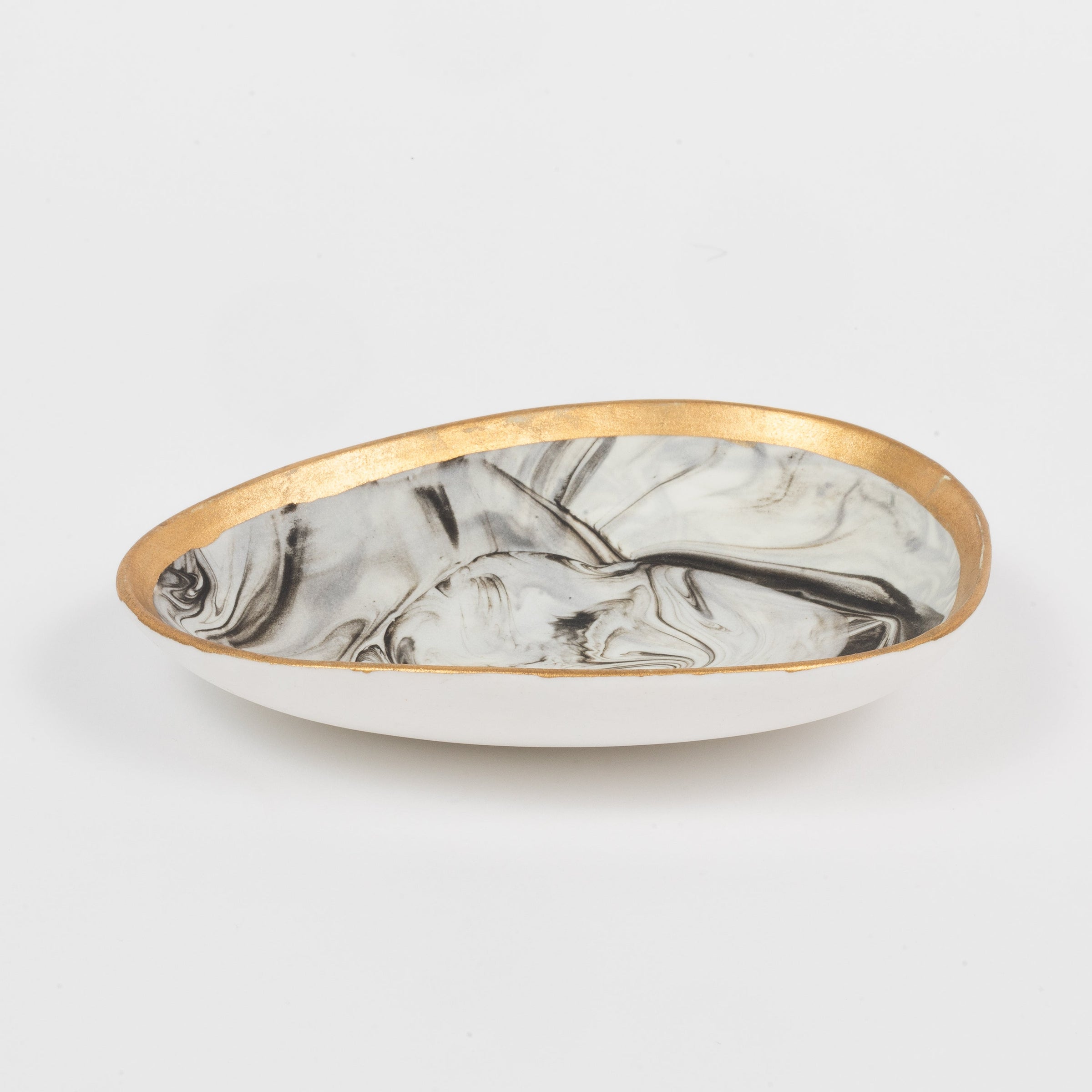 Marbleized Porcelain Ring Dish - Grey