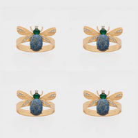 Etched Wing Bug Skinny Napkin Rings - Lapis Lazuli (Set of 4)